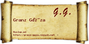 Granz Géza névjegykártya